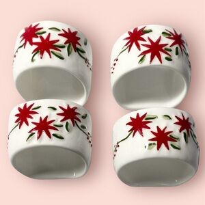 3/$10🎄 Reed Napkin Holders x4 Christmas Holly Vintage